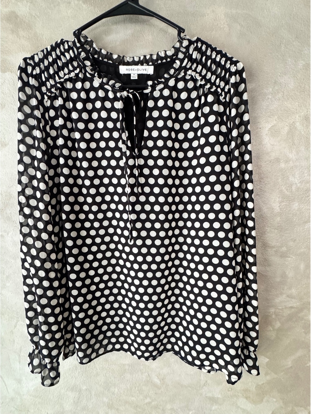 Rose and Olive black polka dot blouse preloved